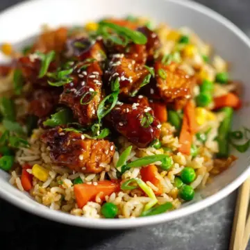 Sticky Chicken With Vegetable Fried Rice