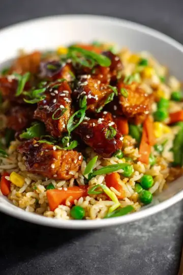 Sticky Chicken With Vegetable Fried Rice