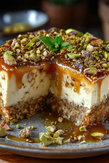 Honey Pistachio Baklava Cheesecake Recipe