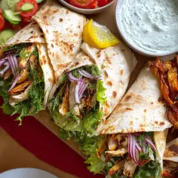 Chicken Shawarma Wraps with Yogurt-Garlic Sauce