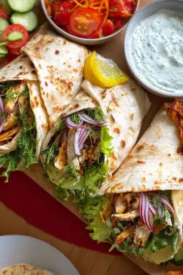 Chicken Shawarma Wraps with Yogurt-Garlic Sauce