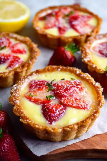 Strawberry Honey Custard Tarts with Lemon Curd