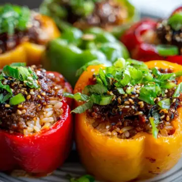 Korean Beef Bulgogi Stuffed Bell Peppers with Rice Delight