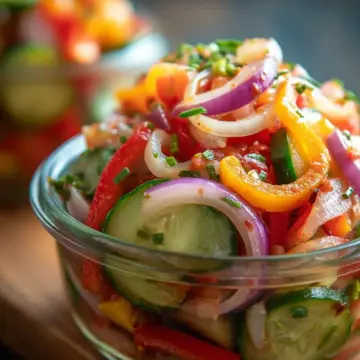 Quick Pickled Cucumber Onion and Bell Pepper Salad Recipe – Easy 15-Minute Side