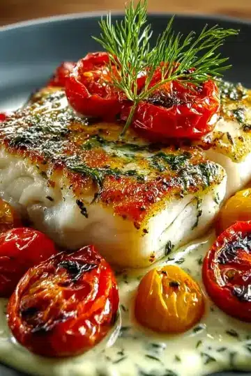 Grilled Cod with Roasted Tomatoes & Creamy Dill Sauce: An Amazing Ultimate Recipe