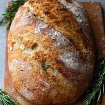 No Knead Italian rosemary sourdough bread (Vegan)