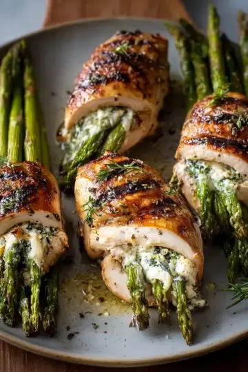 Juicy Asparagus Stuffed Grilled Chicken Breast