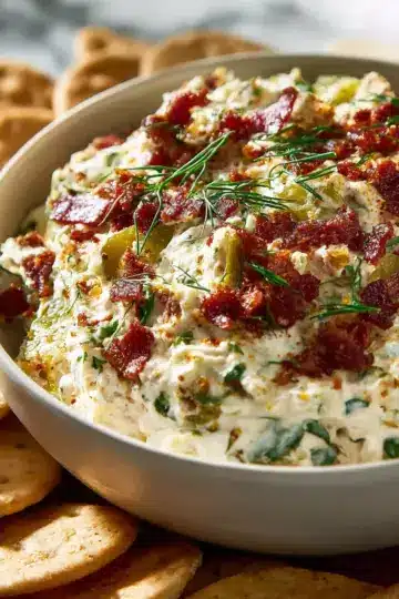 Savory Beef Bacon Ranch Pickle Dip Recipe for Parties