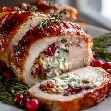 Cranberry Goat Cheese Stuffed Turkey Breast Delight Recipe