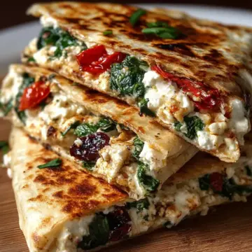 Mediterranean Quesadillas with Feta and Spinac