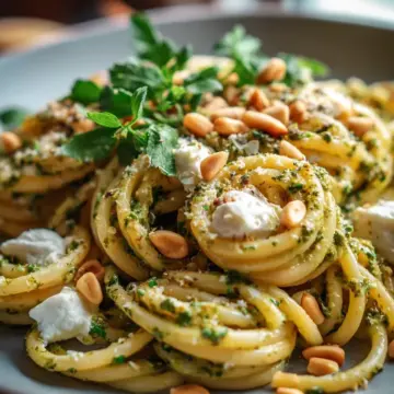 Creamy Pesto Goat Cheese Pasta with Pine Nuts – Easy 40-Minute Comfort Food