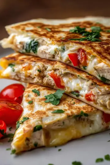 Greek Chicken Quesadillas with Melty Cheese for Dinner Delight